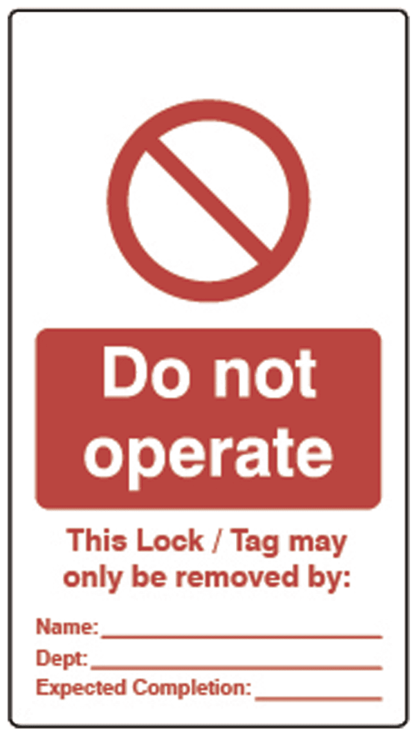 Double Sided Lockout Tagout Tags Do Not Operate