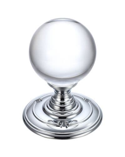 FB300PC Fulton & Bray Glass Ball Mortice Knob 55mm Glass Ball - Polished Chrome