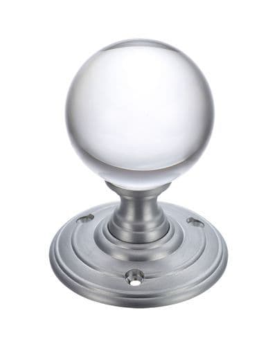FB300SC Fulton & Bray Glass Ball Mortice Knob 55mm Glass Ball - Satin Chrome