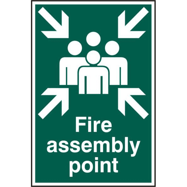 Fire Assembly Point 200mm x 300mm PVC Self Adhesive Sign