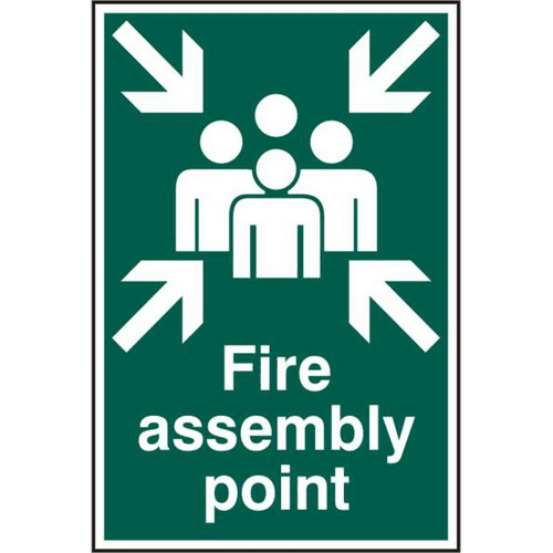 Fire Assembly Point 200mm x 300mm PVC Self Adhesive Sign
