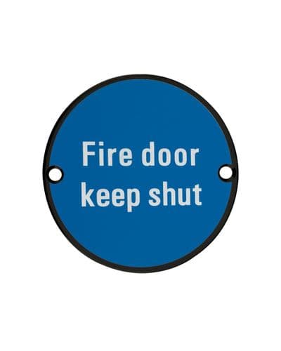 Fire Door Keep Shut Disc Sign - Black 75mm