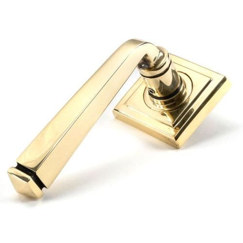 From the Anvil Avon Door Handle on Square Rose - Pair - Aged Brass - 45614