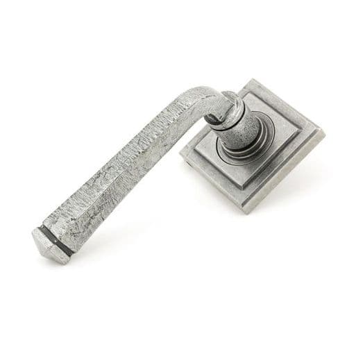 From the Anvil Avon Door Handle on Square Rose - Pair - Pewter Patina - 45634