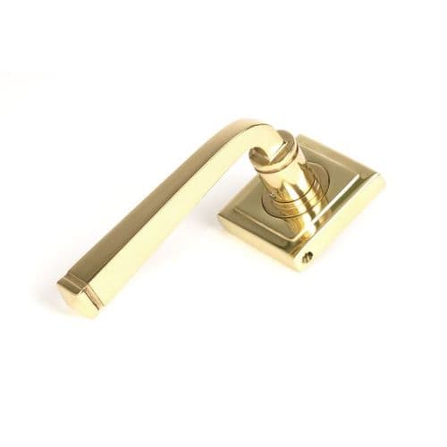 From the Anvil Avon Door Handle on Square Rose - Pair - Polished Brass - 50602