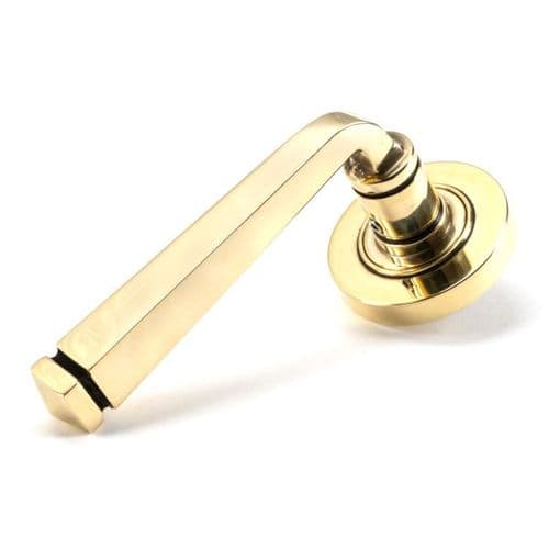 From the Anvil Avon Round Door Handle on Plain Rose - Pair - Aged Brass - 45611