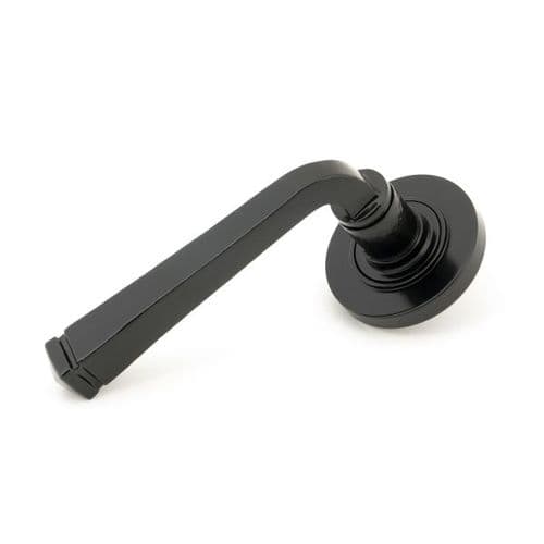 From the Anvil Avon Round Door Handle on Plain Rose - Pair - Black - 45623