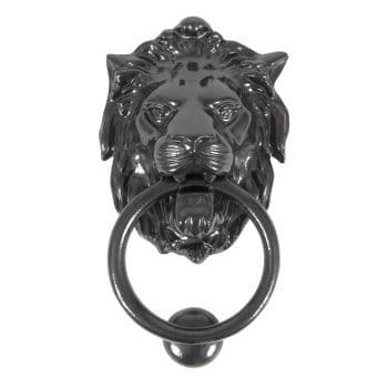 From The Anvil - Black Lion Head Door Knocker - 33018