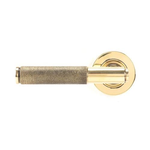 From the Anvil Brompton Door Handle on Plain Rose - Pair - Aged Brass - 45659