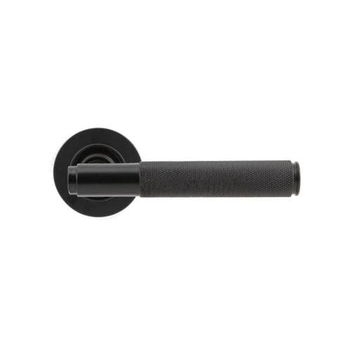 From the Anvil Brompton Door Handle on Plain Rose - Pair - Aged bronze - 46097