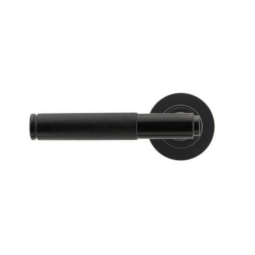 From the Anvil Brompton Door Handle on Plain Rose - Pair - Black - 45671