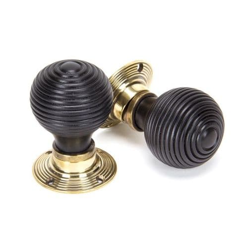 From The Anvil Ebony Wood Beehive Mortice/Rim Door Knob - Pair - 83574