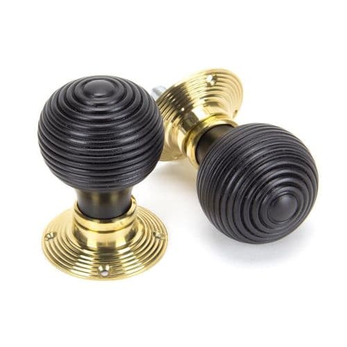 From The Anvil Ebony Wood Beehive Mortice/Rim Door Knob - Pair - 91729