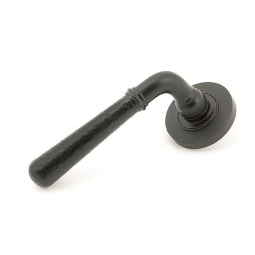 From the Anvil Hammered Newbury Door Handle on Plain Rose - Pair - 46081