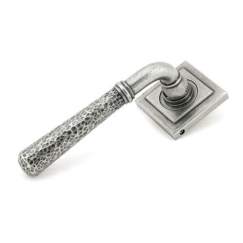 From the Anvil Hammered Newbury Door Handle on Square Rose - Pair - 45658