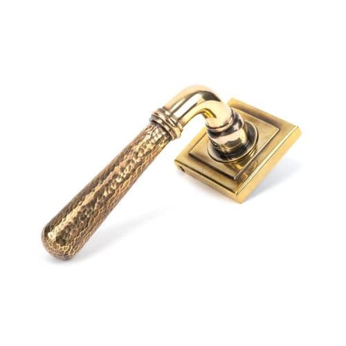 From the Anvil Hammered Newbury Door Handle on Square Rose - Pair - 46072