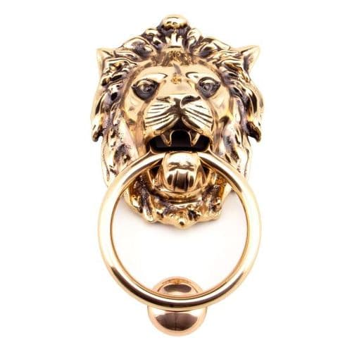 From The Anvil - Polished Bronze Lion Head Door Knocker - 91999