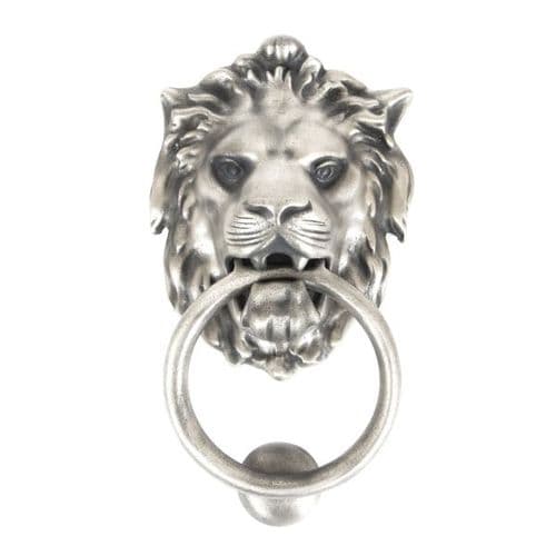 From The Anvil - Polished Chrome Lion Head Door Knocker - 91998