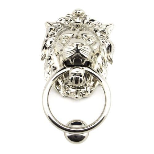 From The Anvil - Polished Nickel Lion Head Door Knocker - 91997