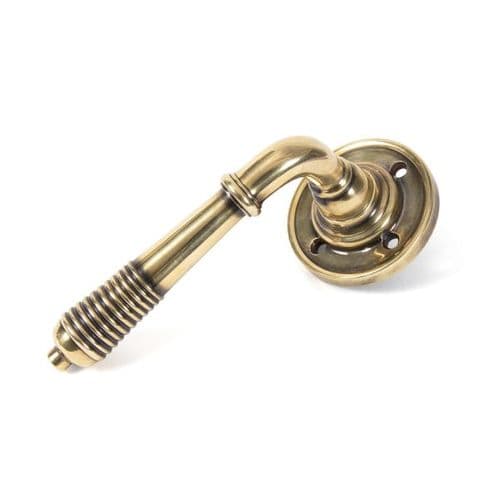 From The Anvil Reeded Door Handle on Rose - Pair - 33087