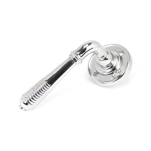 From The Anvil Reeded Door Handle on Rose - Pair - 90007