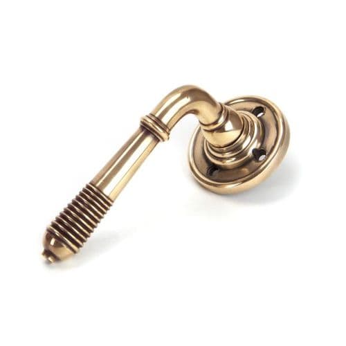 From The Anvil Reeded Door Handle on Rose - Pair - 91917