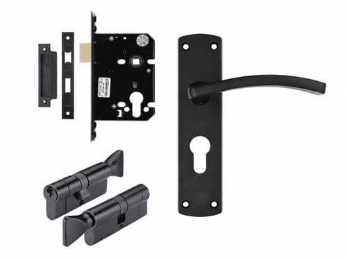 HMO Fire Door Thumbturn Lock Kit - Black - Option 12