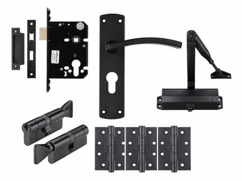 HMO Fire Door Thumbturn Lock Kit - Black - Option 14