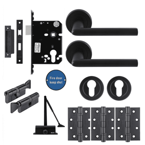 HMO Fire Door Thumbturn Lock Kit - Black - Option 5