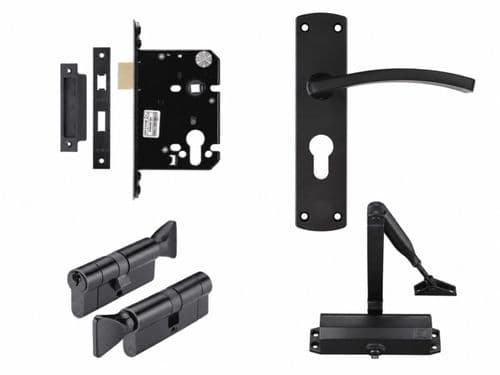 HMO Fire Door Thumbturn Lock Kit - Black - Option 7