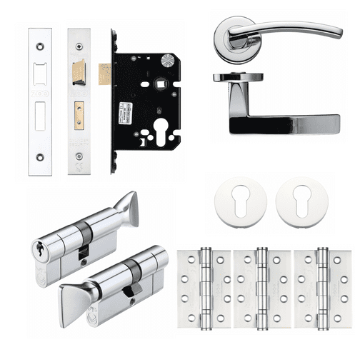 HMO Fire Door Thumbturn Lock Kit - Polished Chrome - Option 3