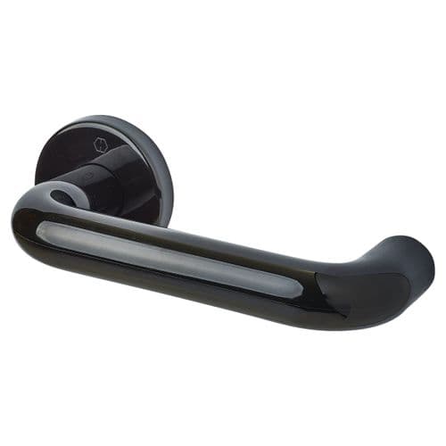Hoppe AR600 RAL F9017 Lever On Rose Nylon Handle - Ebony Black - Pair