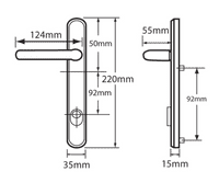 HOPPE Door Furniture PAS24 Atlanta 92mm Centres 122mm Screw Centres - Gold
