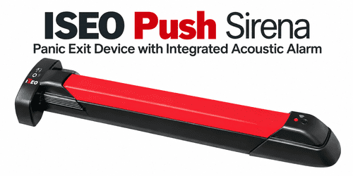 ISEO Push Sirena Panic Exit Device with Integrated Acoustic Alarm