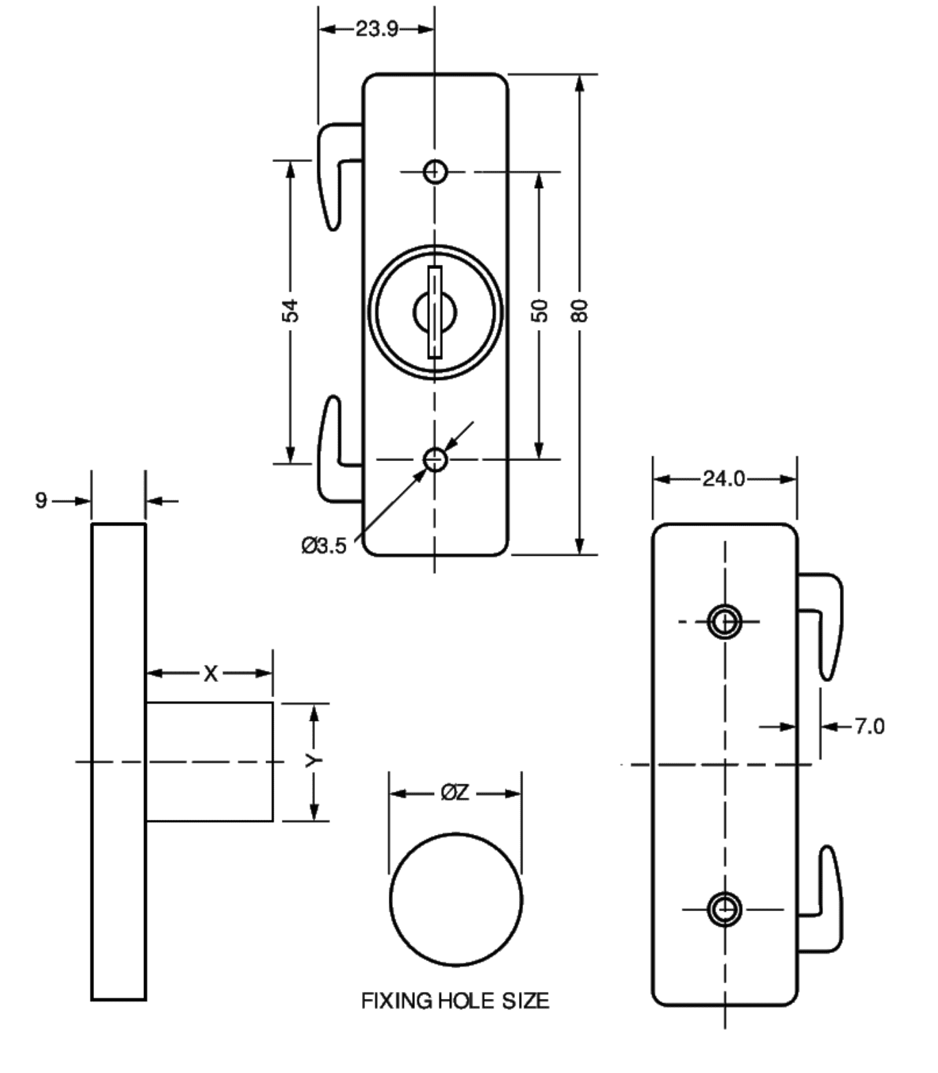L&F 5825 Double Claw Cupboard Lock