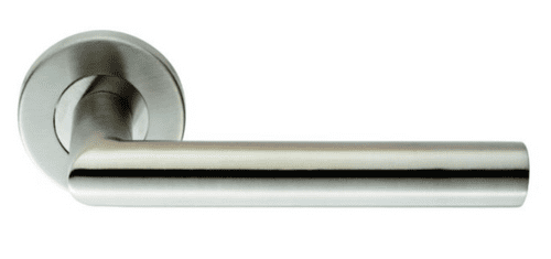 Mitred Round Bar Lever On Sprung Rose - CSL1192SSS - Satin Stainless Steel