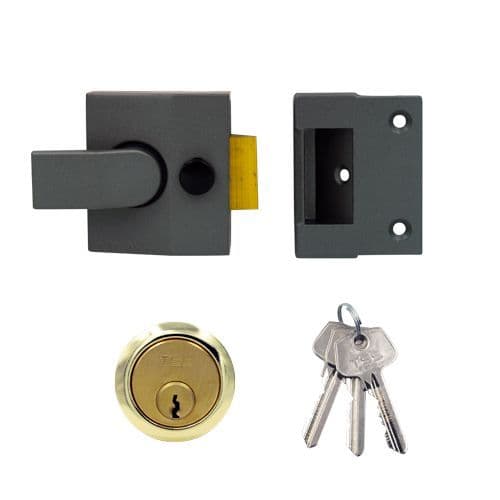 Modern Deadlocking Nightlatch - 40mm Backset - Grey