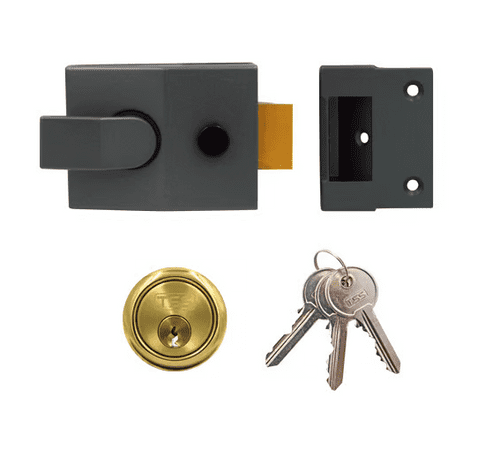 Modern Deadlocking Nightlatch - 60mm Backset - Grey