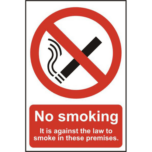 No Smoking 200mm x 300mm PVC Self Adhesive Sign