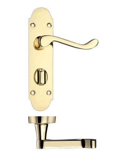 Oxford Lever On Bathroom Plate - Polished Brass
