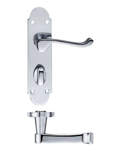 Oxford Lever On Bathroom Plate - Polished Chrome