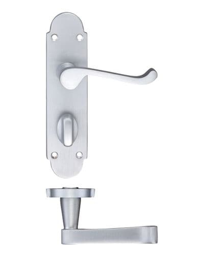 Oxford Lever On Bathroom Plate - Satin Chrome