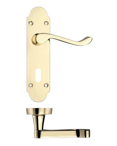 Oxford Lever On Lock Plate - Polished Brass