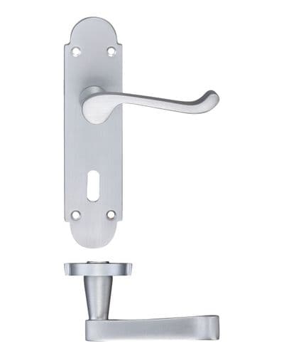 Oxford Lever On Lock Plate - Satin Chrome