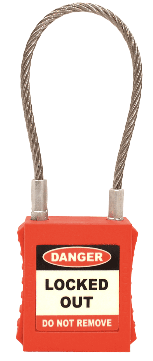 Safety Lockout Tagout Padlock with Wire Shackle