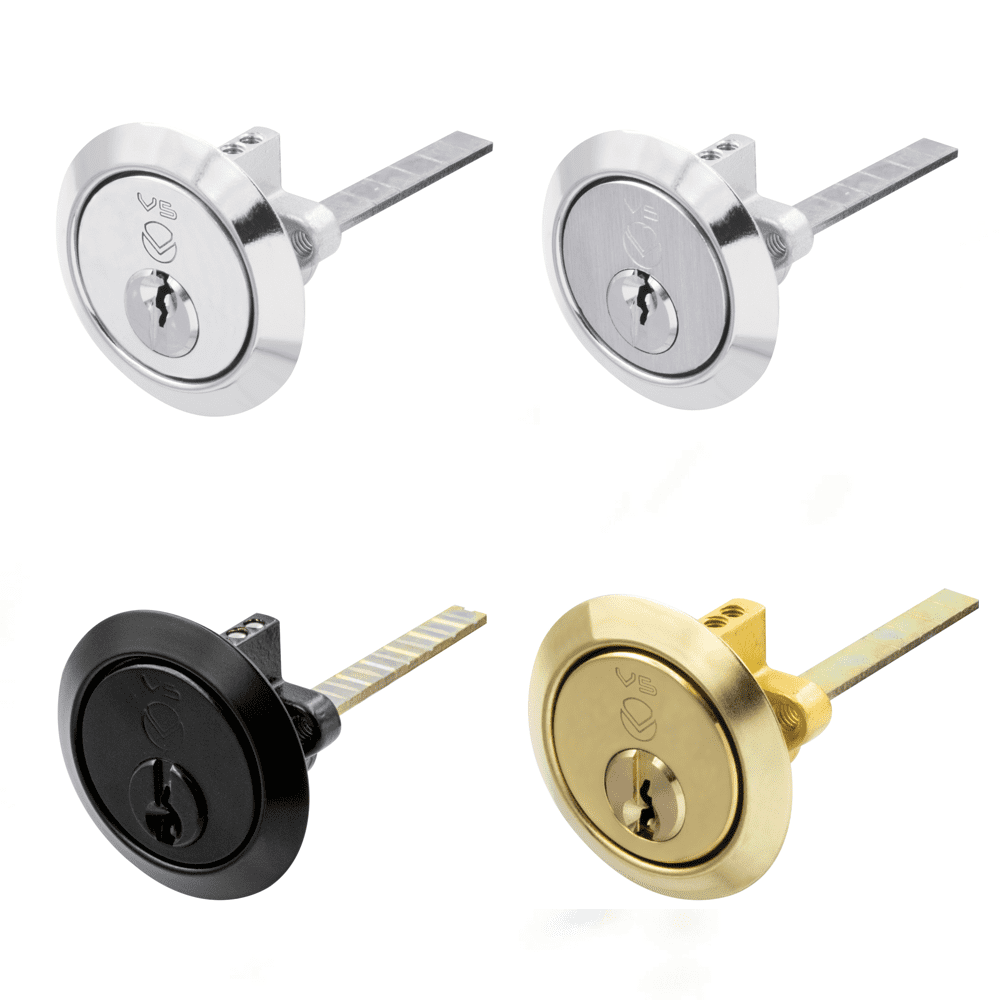 Standard Yale Type Architectural Rim Cylinder Black Satin Chrome and Brass