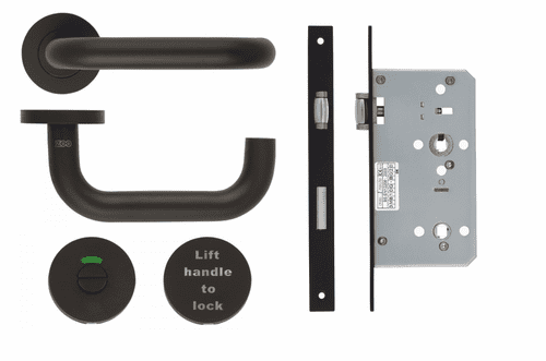 Toilet Door Lift To Lock Kit - DDA Disabled Door - Powder Coated Black