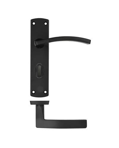Toledo Lever On Bathroom Plate - Matt Black - 033-MB