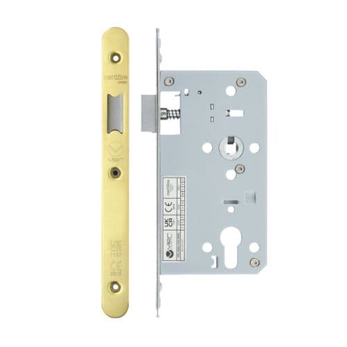 VDL0060-L-R-PVDG- DIN latch- backset 60mm - radius-PVD gold