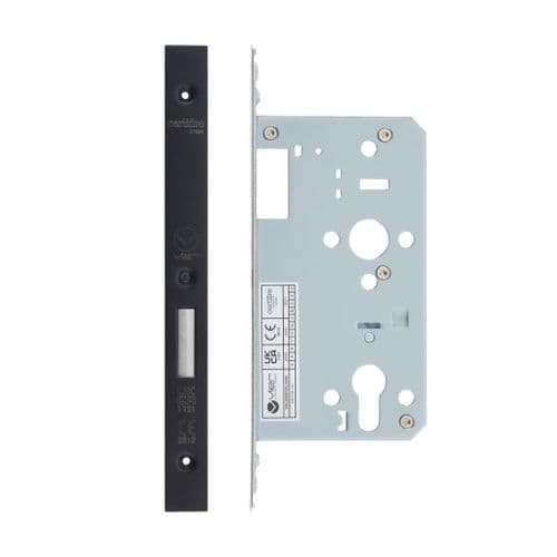 VDL0060-PCB- DIN euro deadlock - backset 60mm - powder coat black